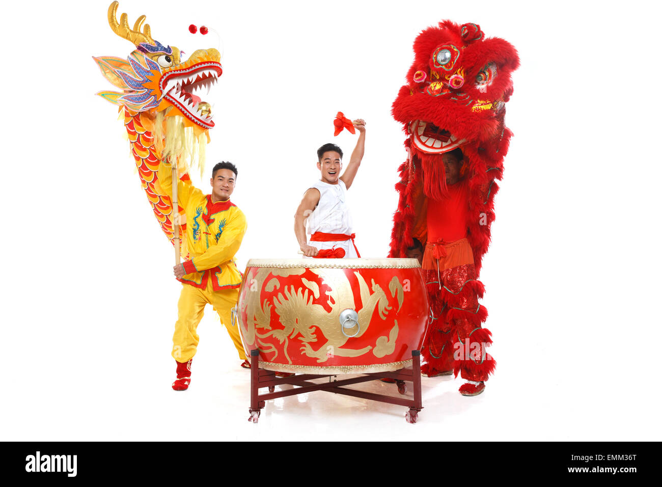 Dragon and lion dance Cut Out Stock Images & Pictures - Alamy