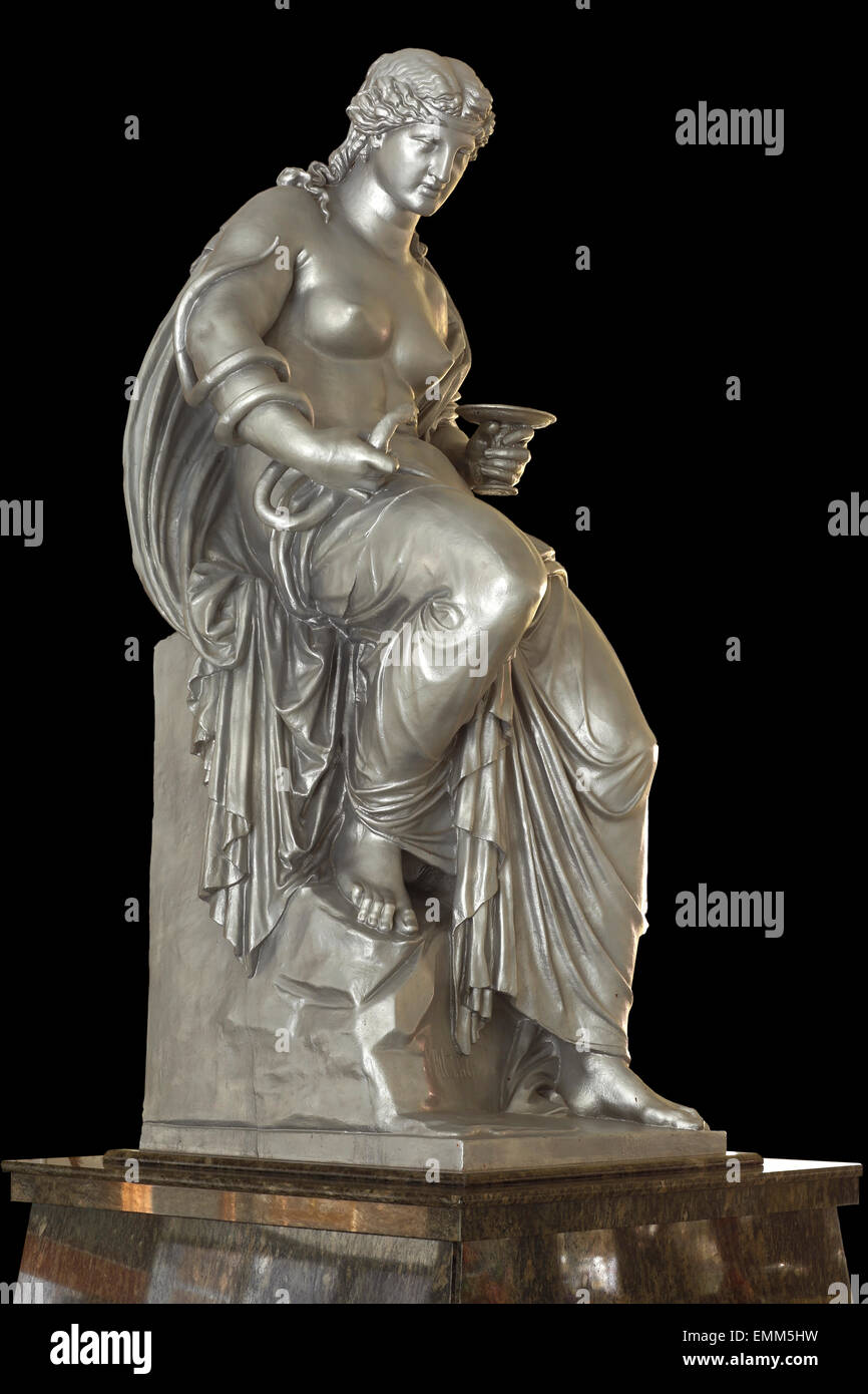statue of the patron saint of pharmacists  Hygieia or Hygeíaeine, Stock Photo