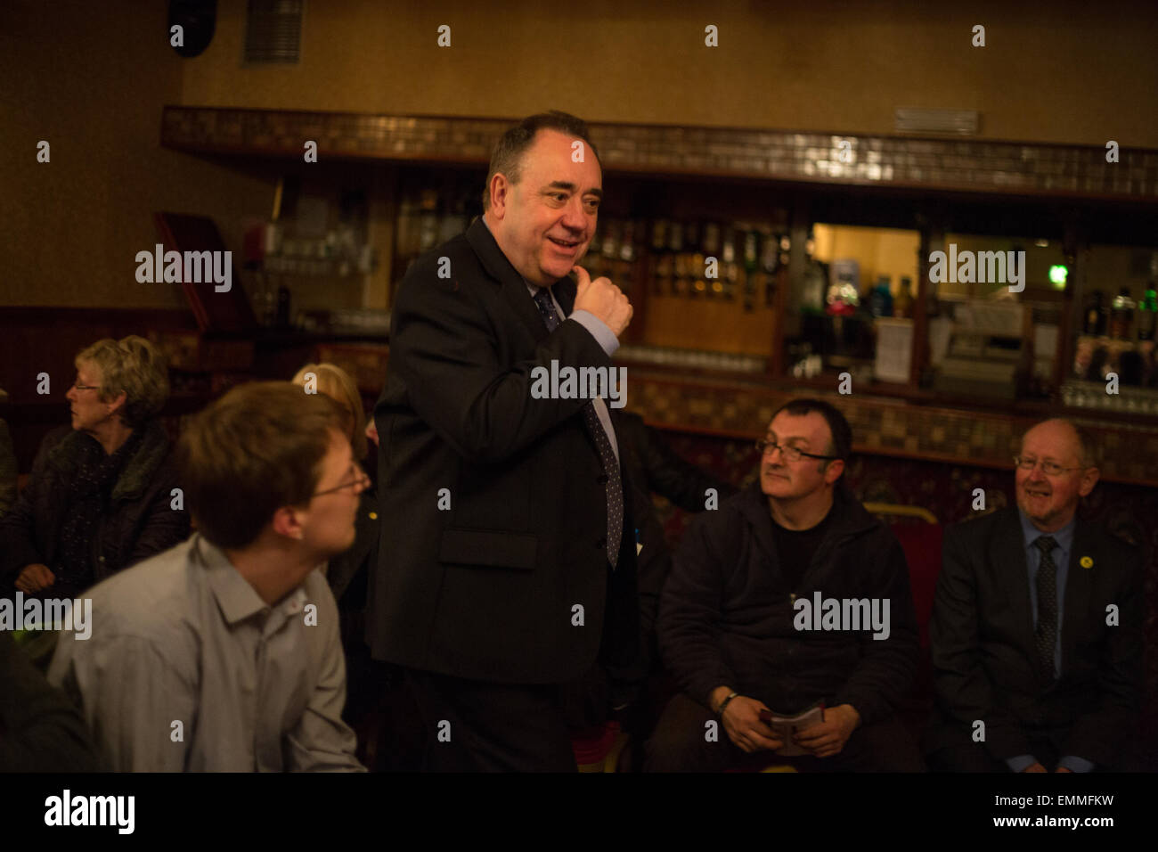 Alex Salmond, Member of Scottish Parliament and former First Minister at election hustings in Ellon, Scotland, on 30 March 2015. Stock Photo