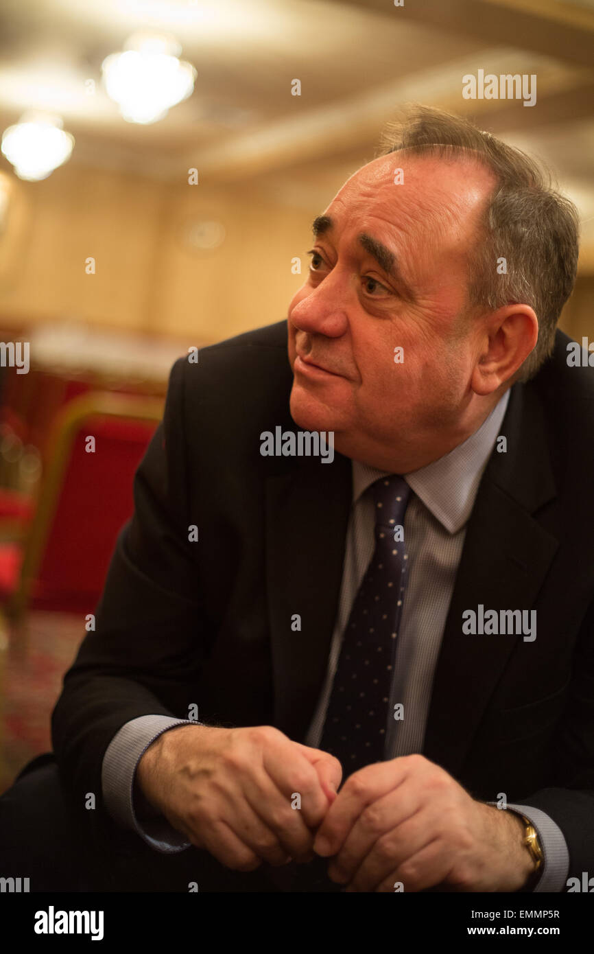 Alex Salmond, Member of Scottish Parliament and former First Minister at election hustings in Ellon, Scotland, on 30 March 2015. Stock Photo