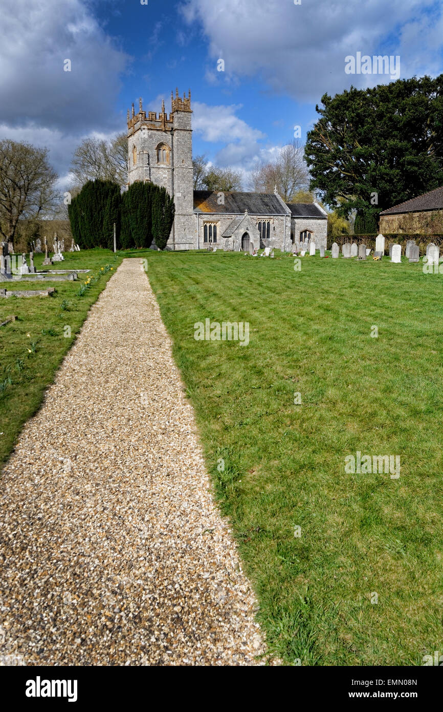 Affpuddle in Dorset, England with 13th century church locates