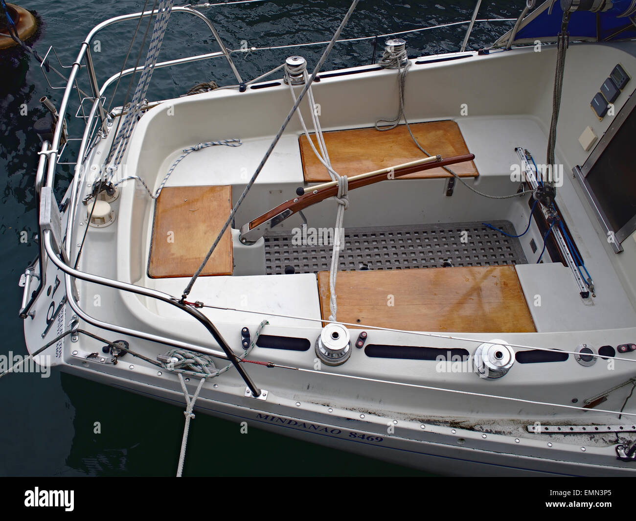 Luxury Yacht Tiller Stock Photo