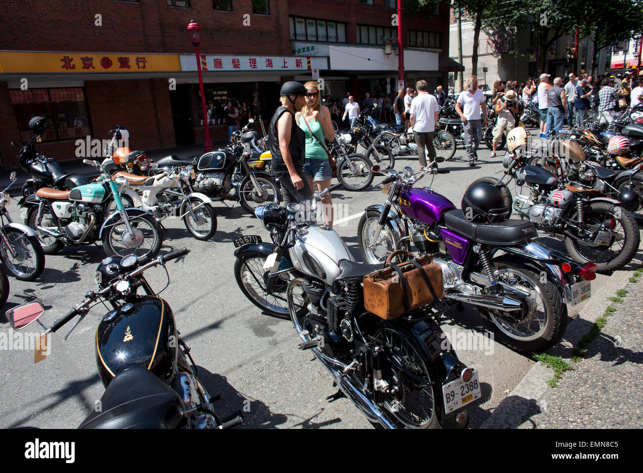motorbike lovers in Vancouver Stock Photo