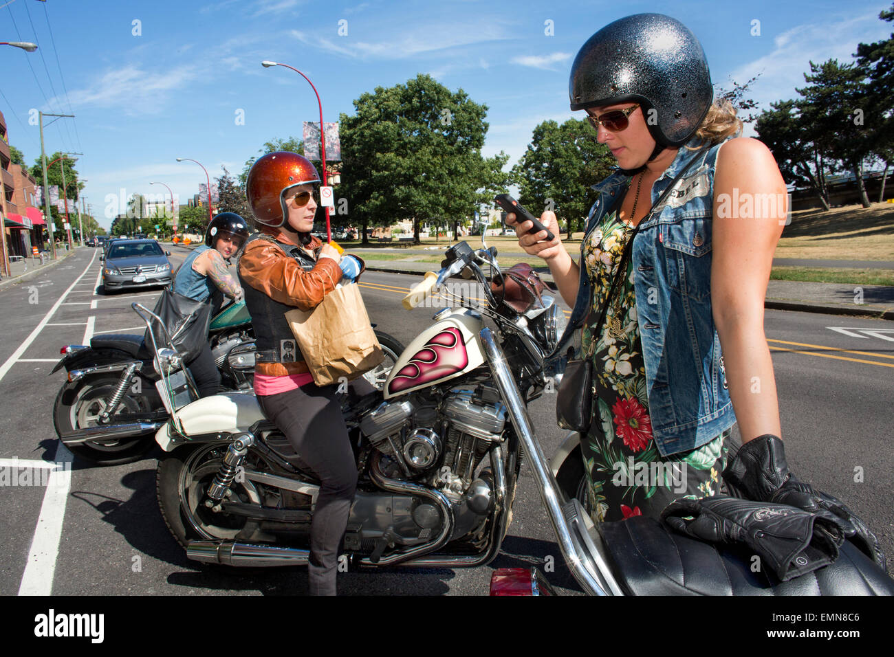 motorbikers in Vancouver Stock Photo