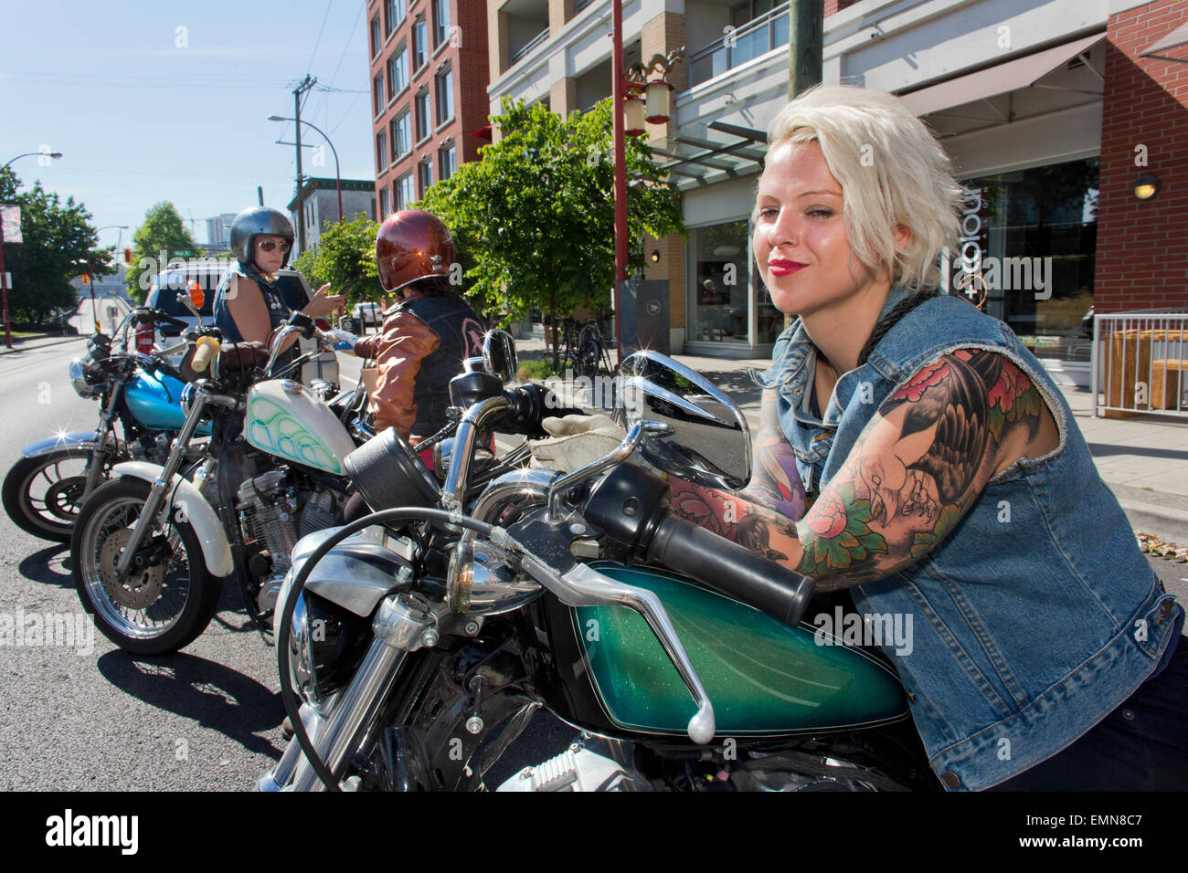 motorbike lovers in Vancouver Stock Photo