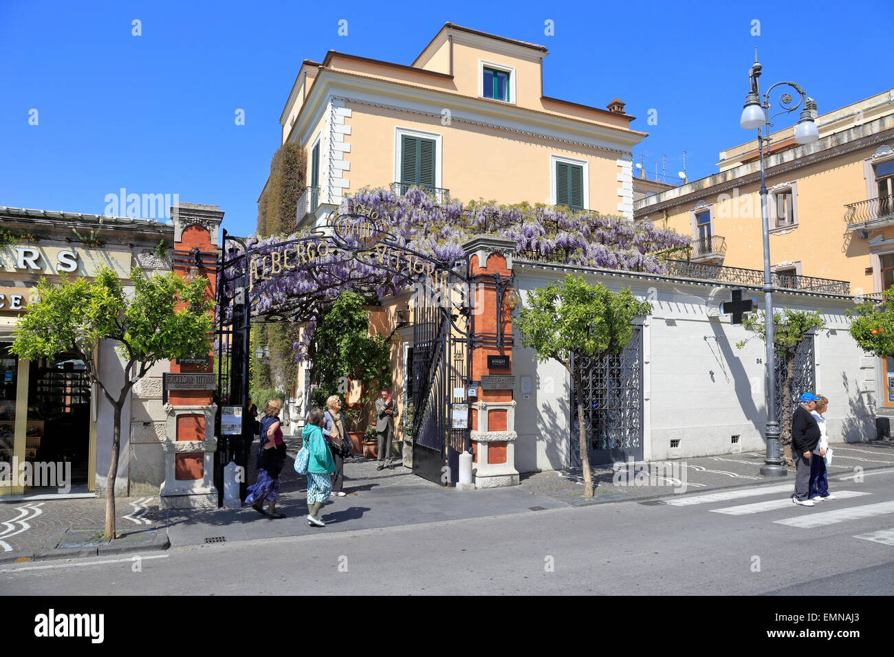Entrance to the Grand Hotel Excelsior Vittoria, Sorrento, Italy. Stock Photo