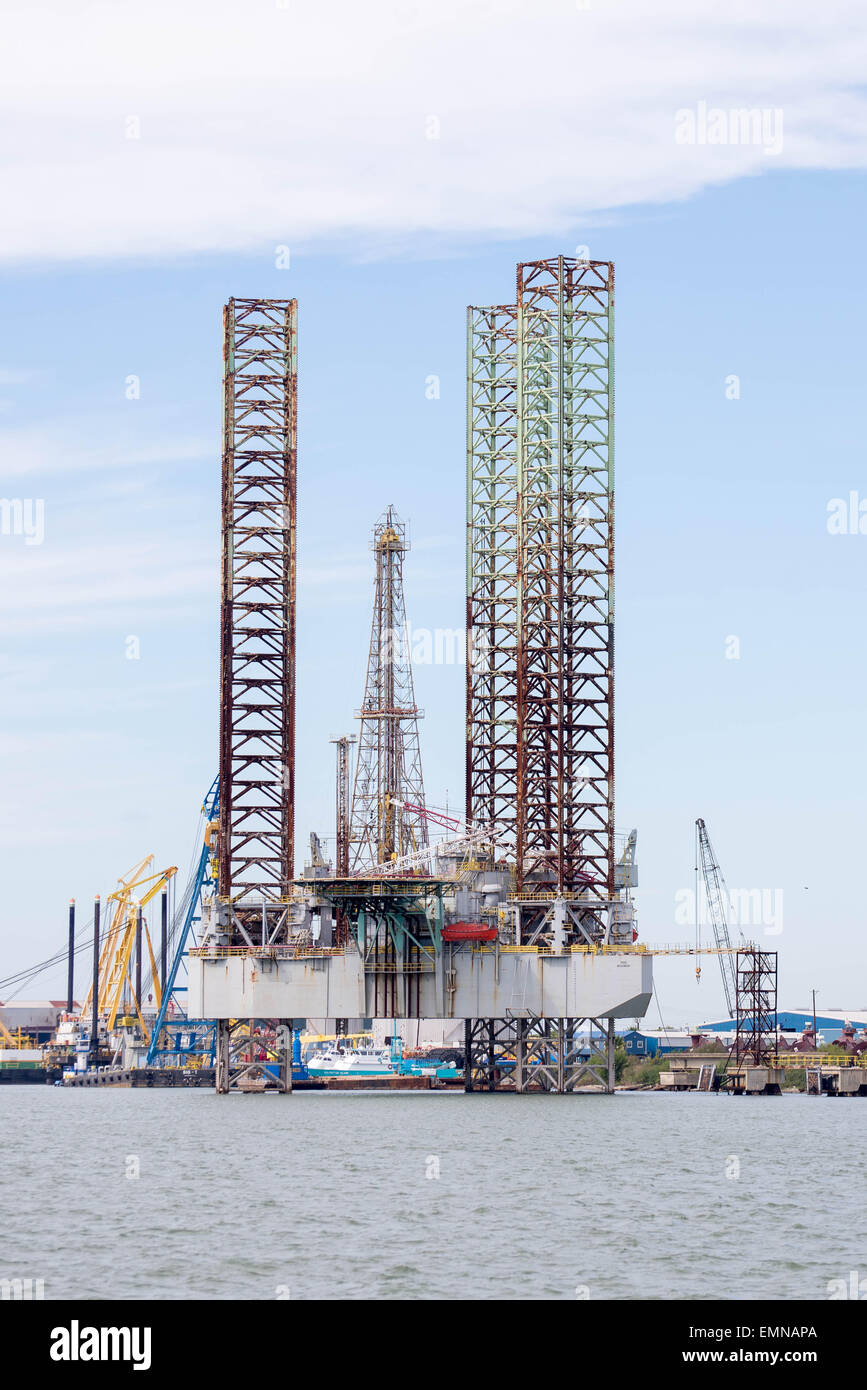 offshore oil platform, mobile jackup rig Stock Photo