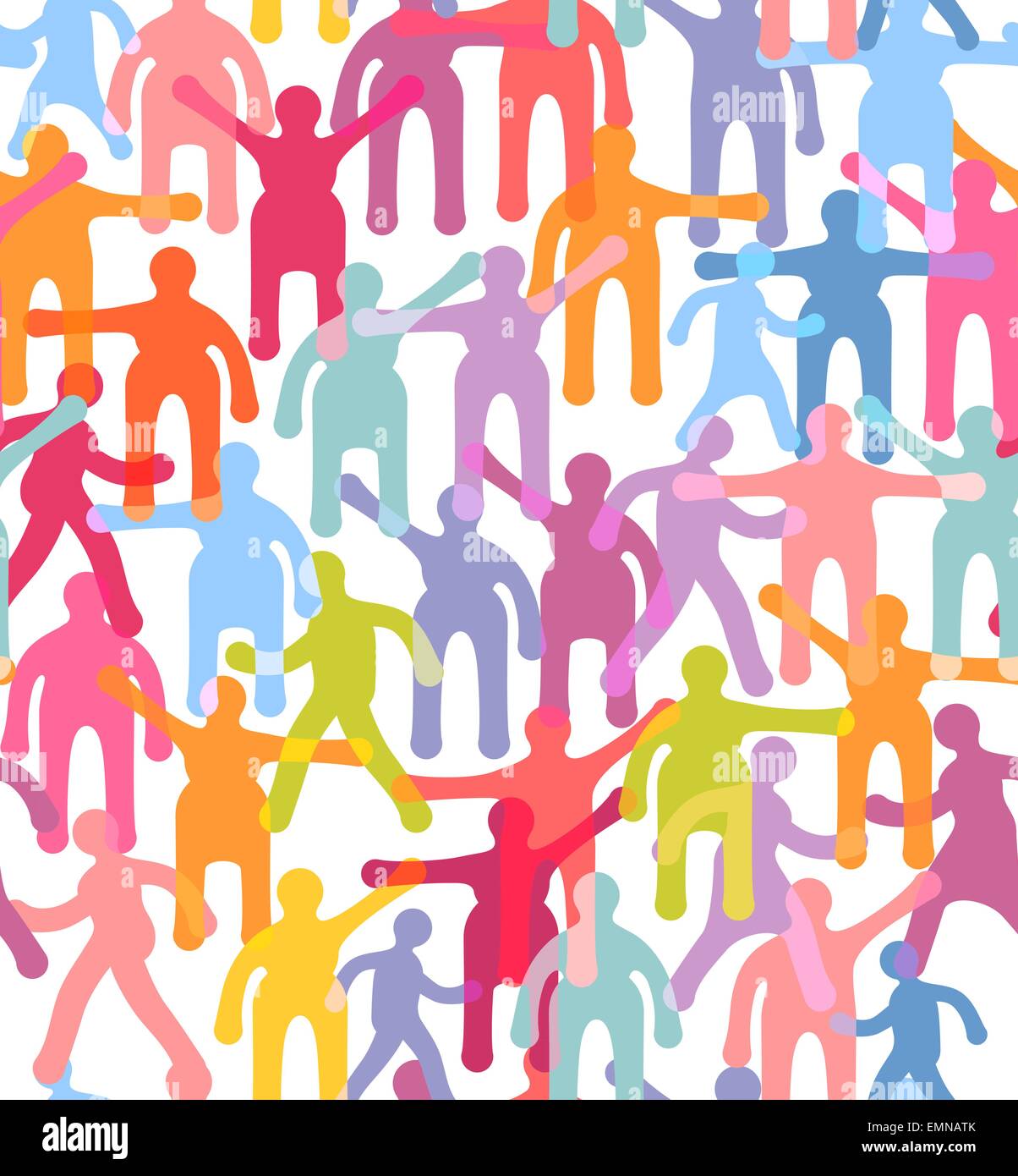 People seamless pattern. Crowd colorful illustration Stock Vector Image ...