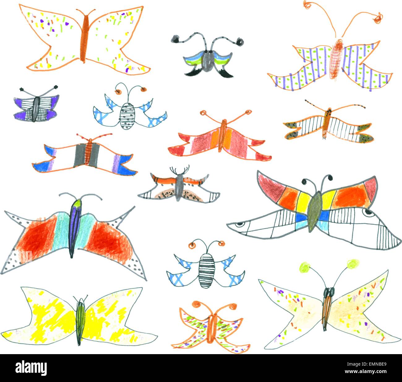 Set of hand-drawn butterflies and moths Stock Vector Image & Art - Alamy