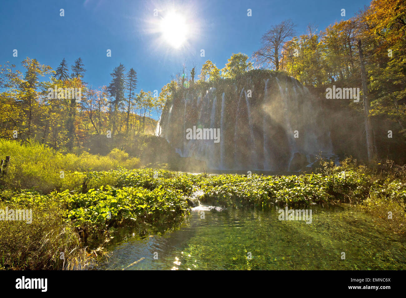 Amazing waterfal of Plitvice lakes national park, Croatia Stock Photo