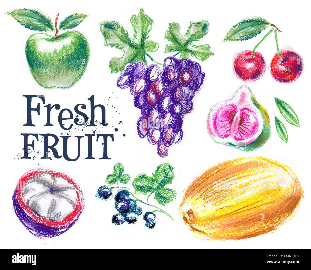 fresh fruit on a white background. food Stock Photo
