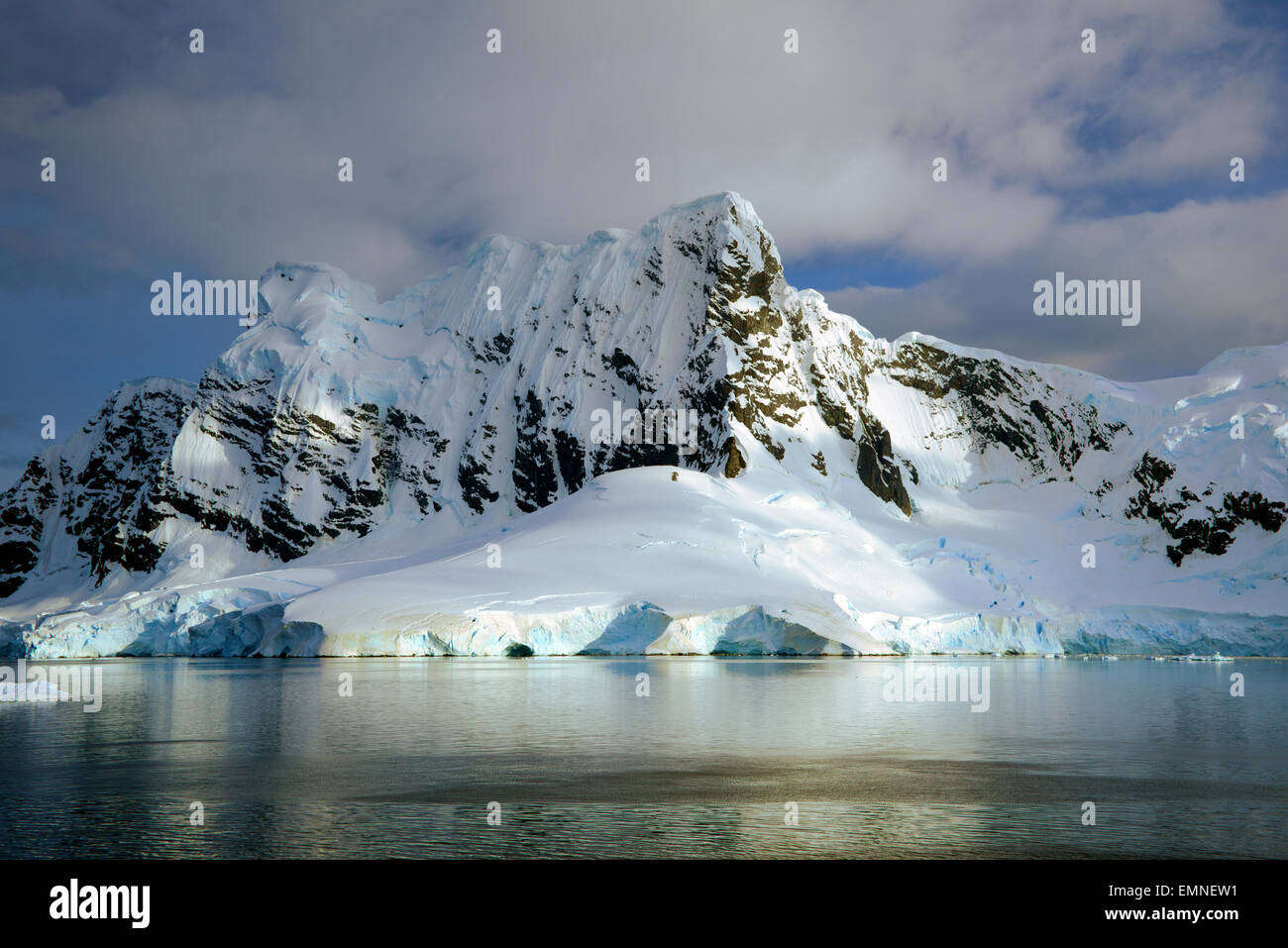 Snow covered mountains Lemaire Channel Antarctic Peninsular Antarctica Stock Photo