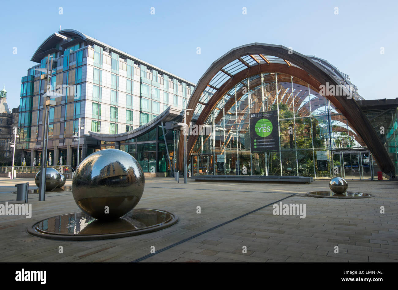 Millenium Square And The Winter Gardens With Spheres That Form Part Of millenium-square-and-the-winter-gardens-with-spheres-that-form-part-of