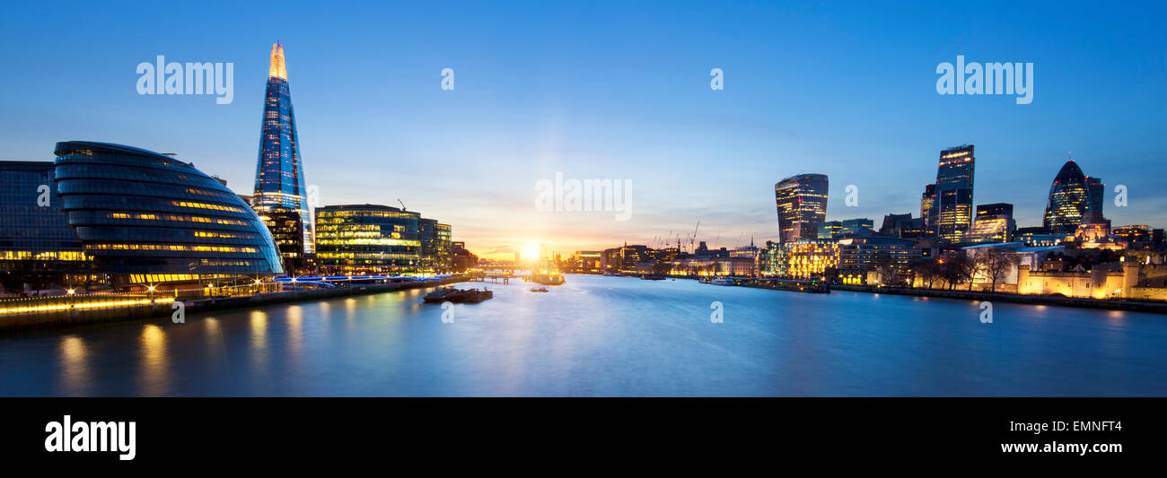 A view from the london skyline from the Tower Bridge. Stock Photo