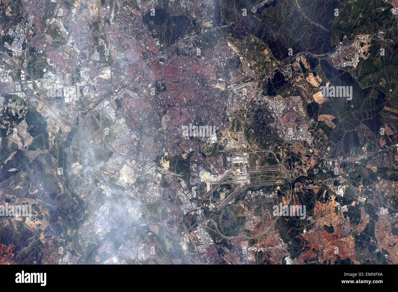 View from the International Space Station of Madrid, Spain. Stock Photo