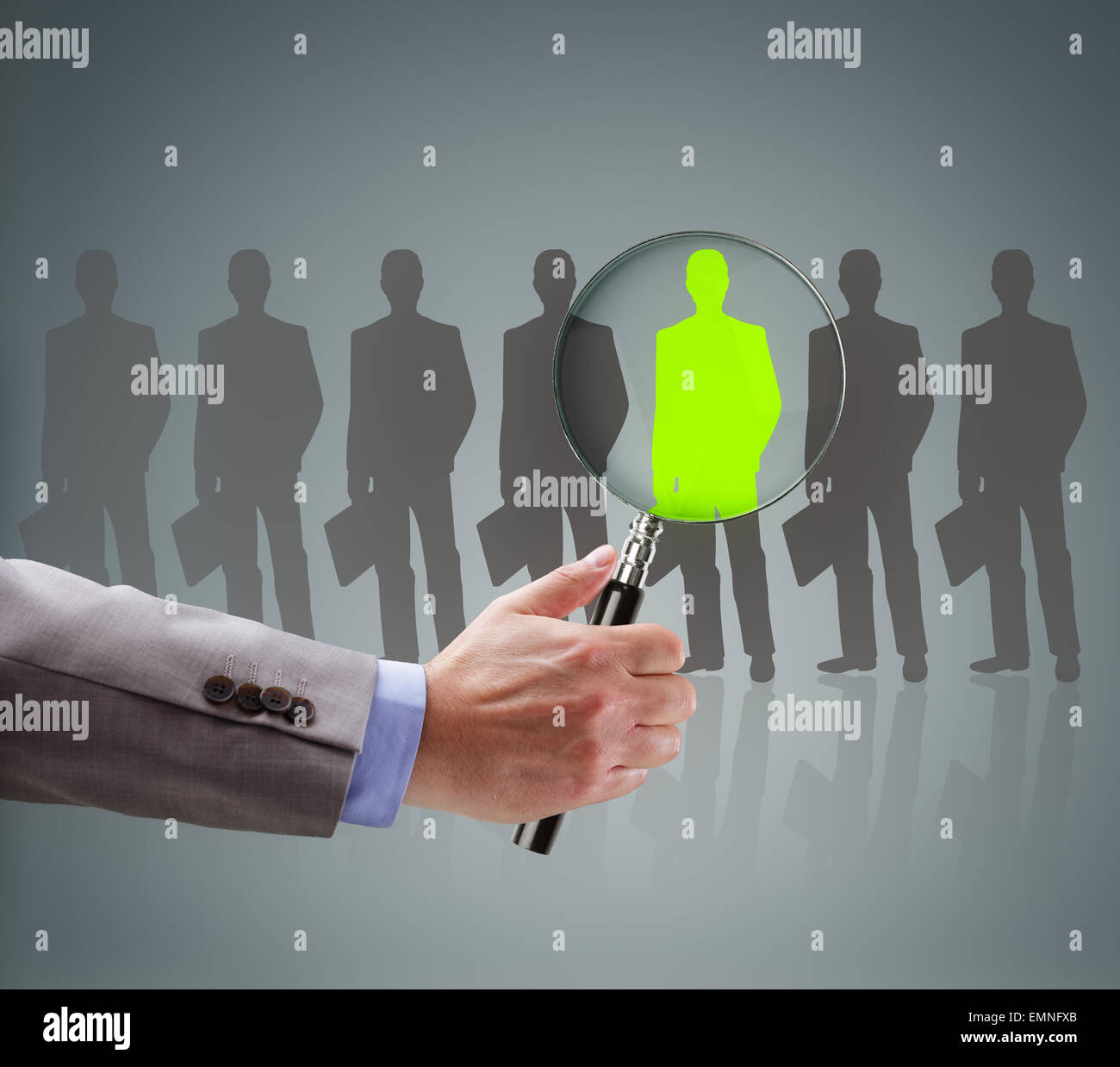 Recruitment and job search concept for choosing the right people and human resources Stock Photo