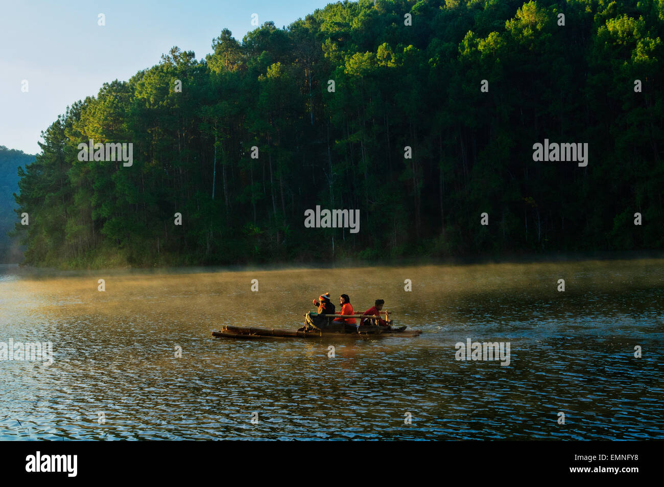 Water Rafting at Pang Oung Lake at the Burmese border, a reservouir project by Pang Tong Royal Project, Thailand Stock Photo