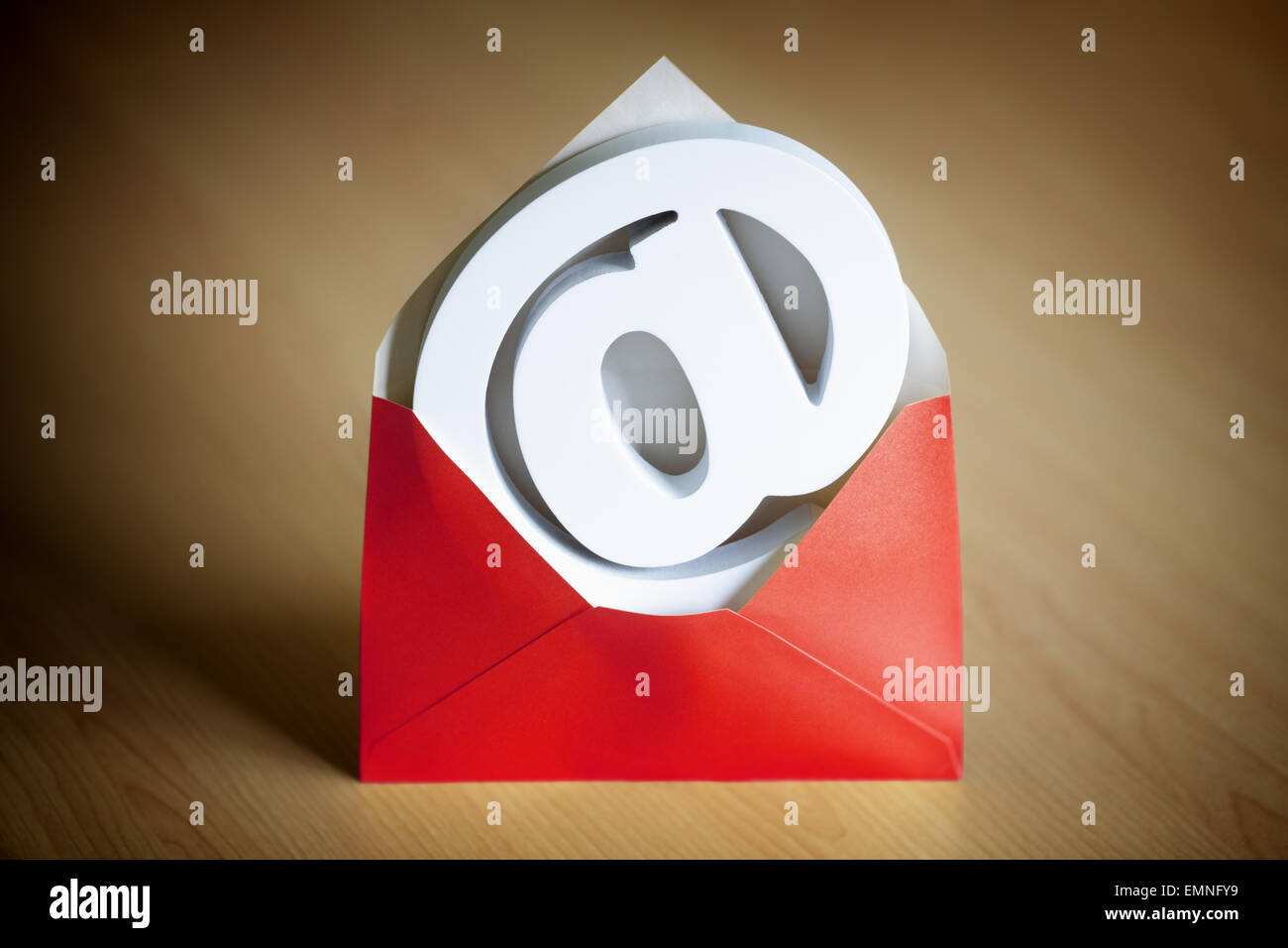 E-mail@ at symbol and envelope Stock Photo - Alamy