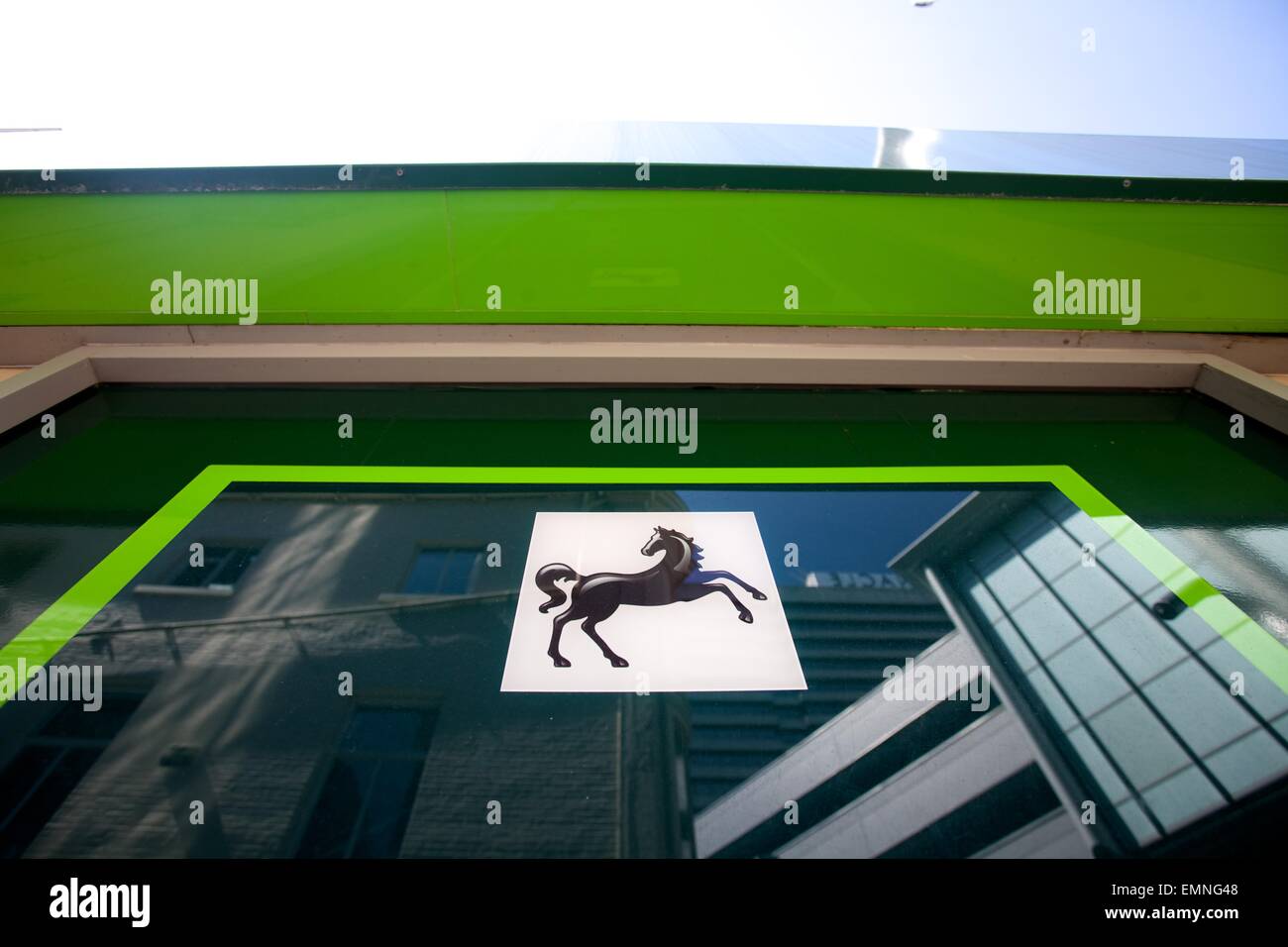Lloyds Bank signage outside bank building in Leeds city centre Stock