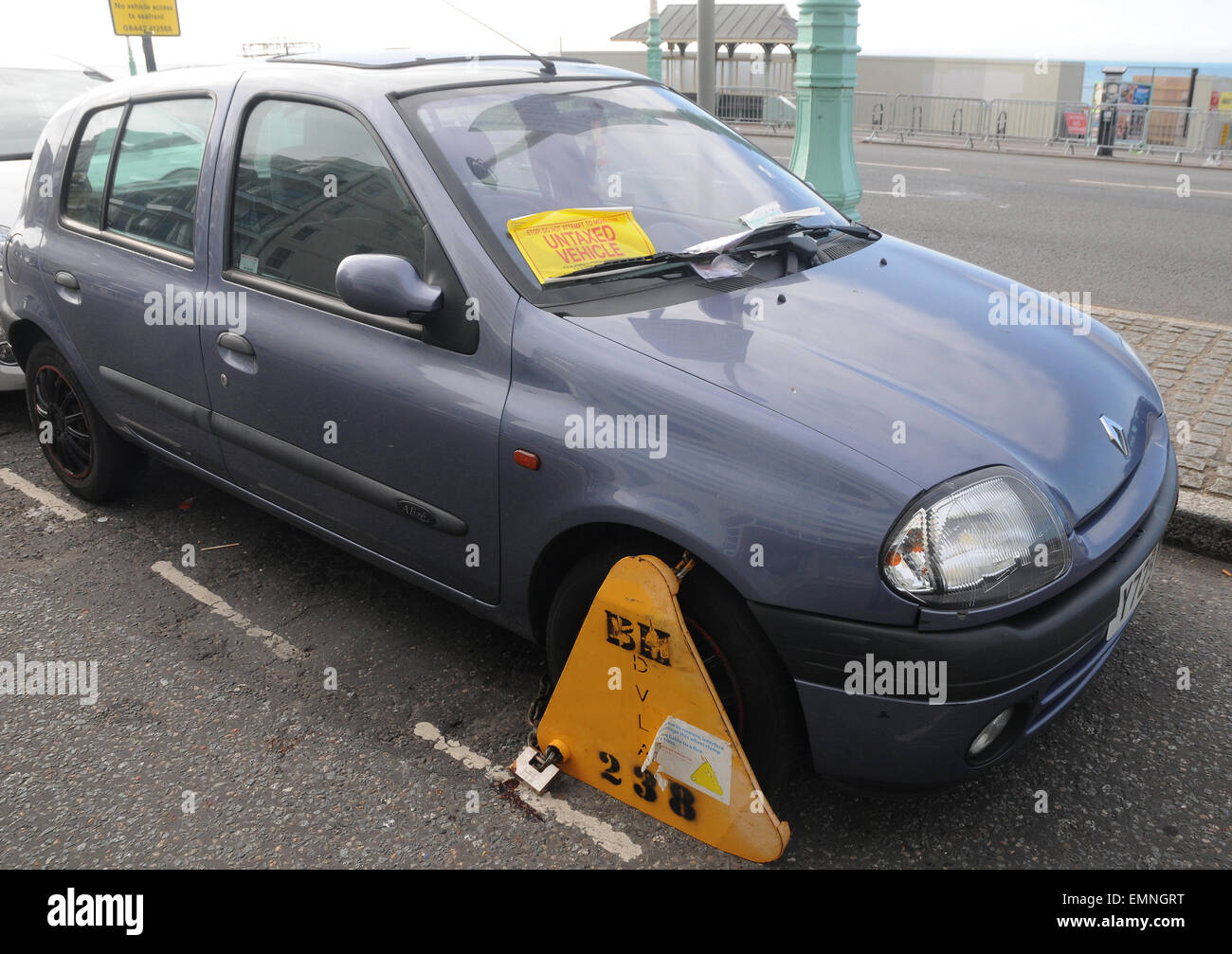 May 2015 Car clamped for non payment of road tax, Brighton Stock Photo