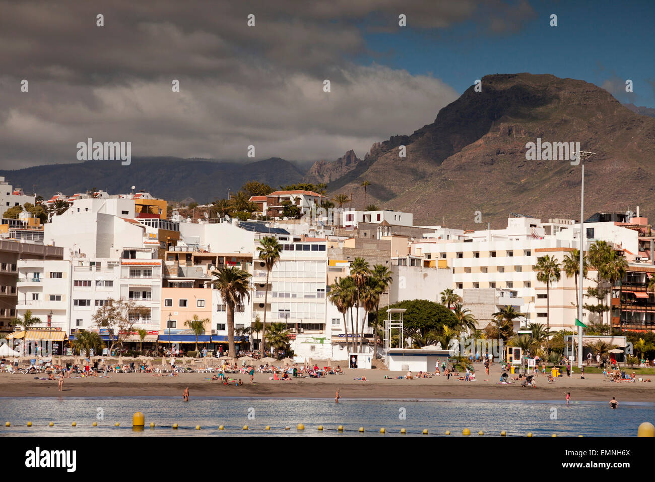 city beach in Los Cristianos, Tenerife, C Stock Photo