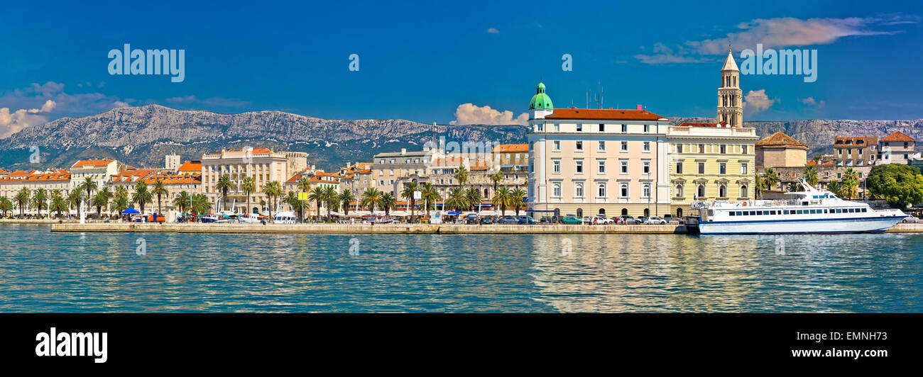 Split waterfront Riva panoramic view, Dalmatia, Croatia Stock Photo