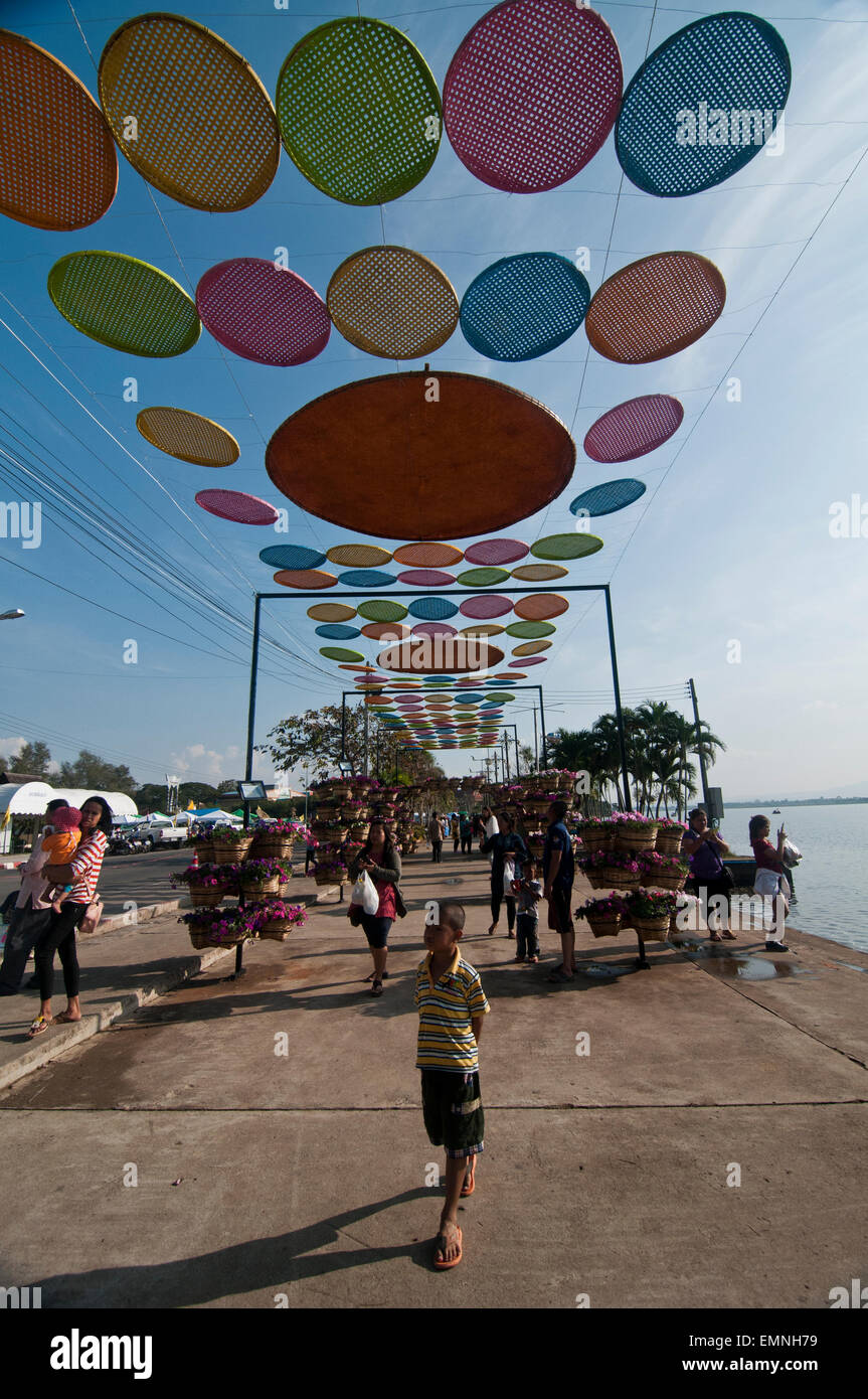 At the Kwan Phayao Lake Phayao Province, Thailand during the Flower Festival Stock Photo
