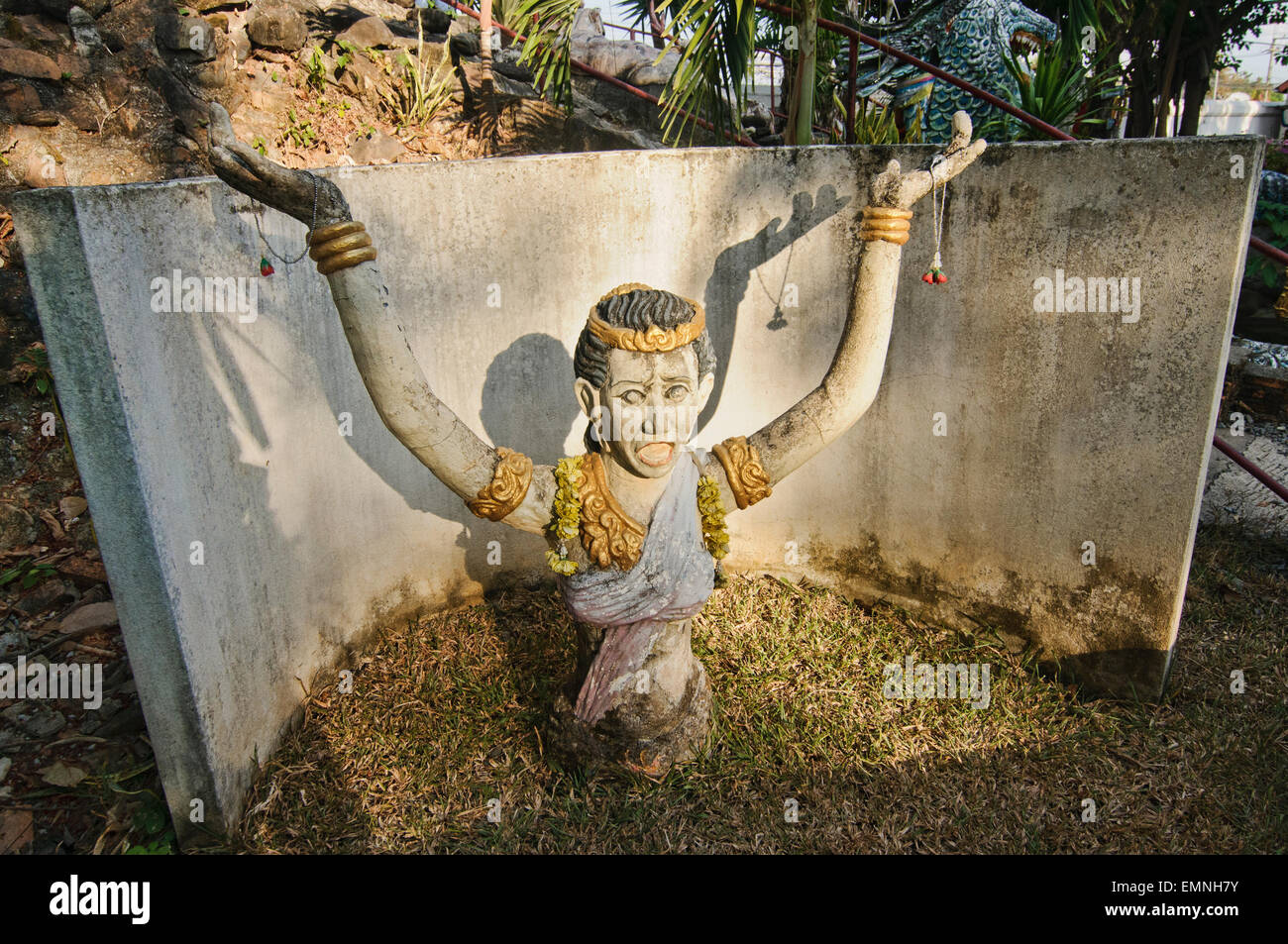 Sculpture garden 'Heaven Hell Park' at Wat Si Khom Kham in Phayao Province, Thailand Stock Photo