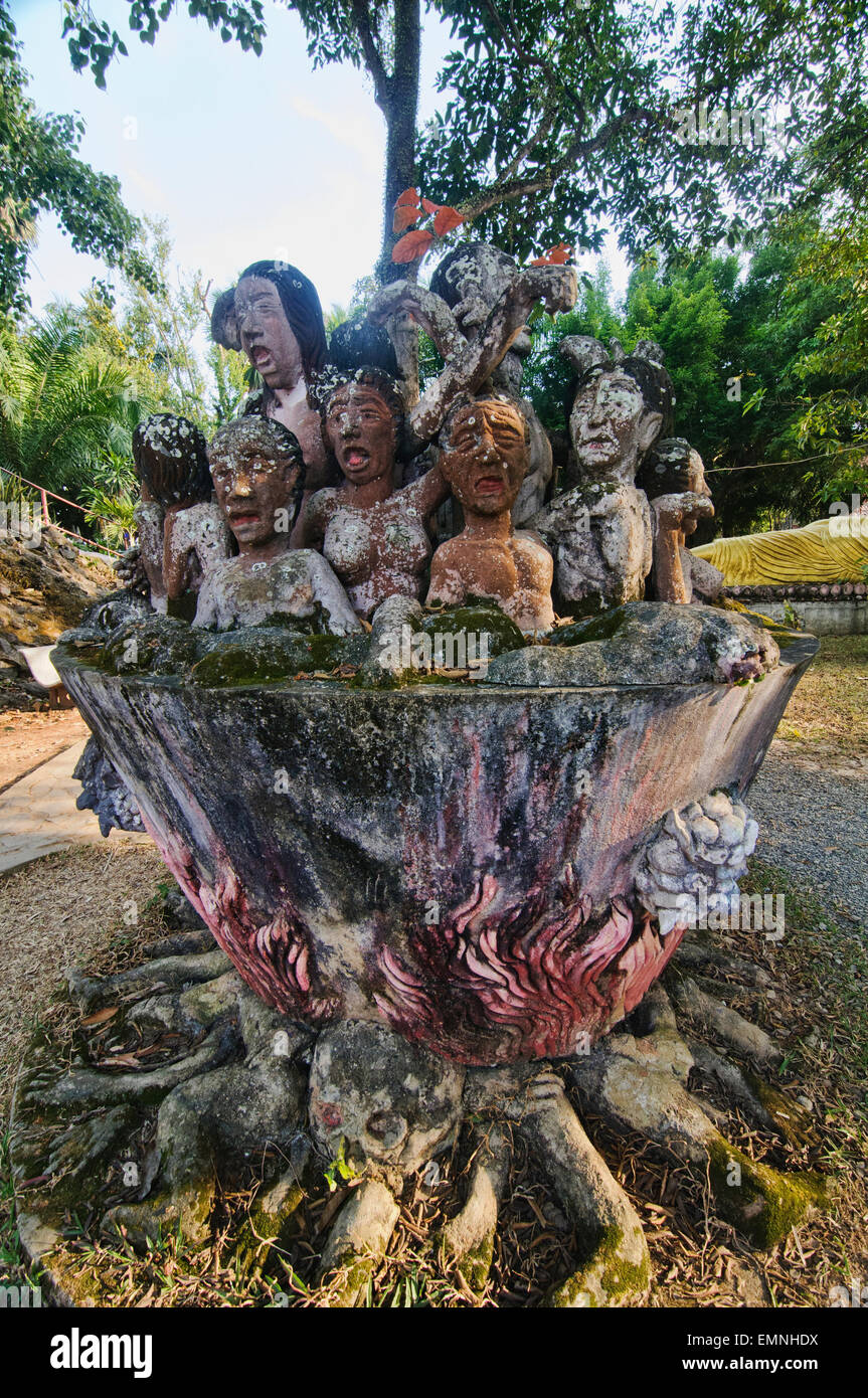 Sculpture garden 'Heaven Hell Park' at Wat Si Khom Kham in Phayao Province, Thailand Stock Photo