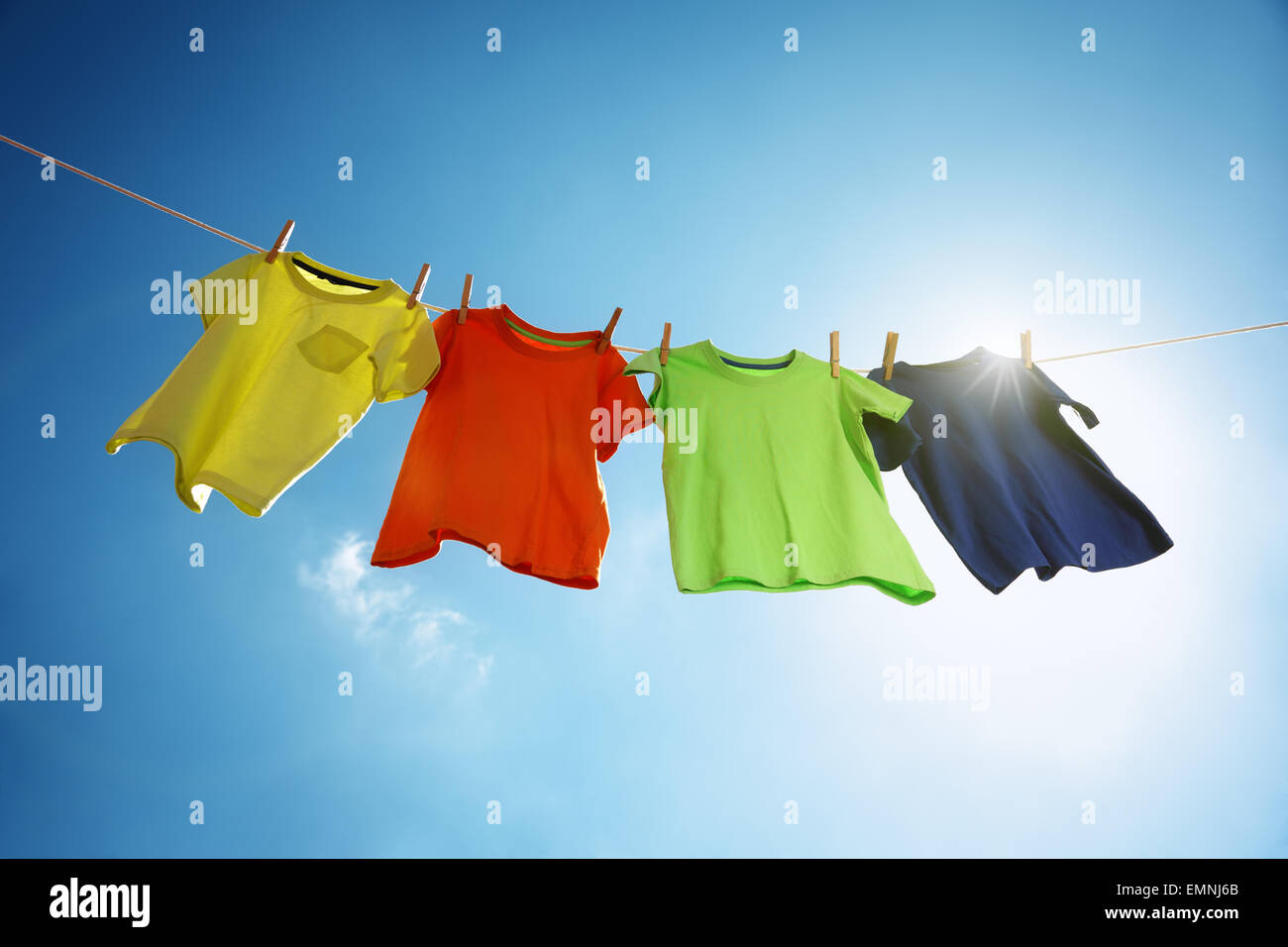 Clothesline and laundry Stock Photo