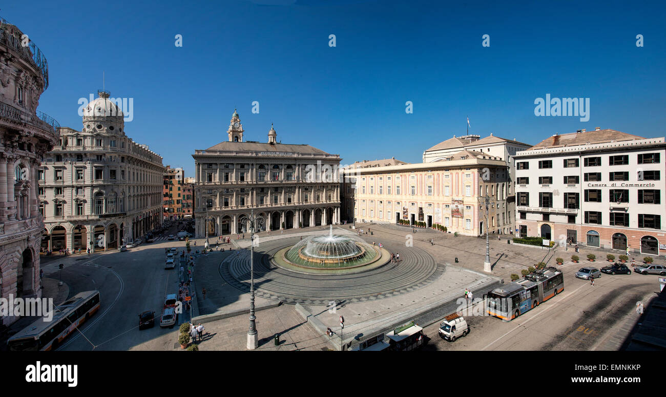 de ferrari square in genoa, italy Stock Photo