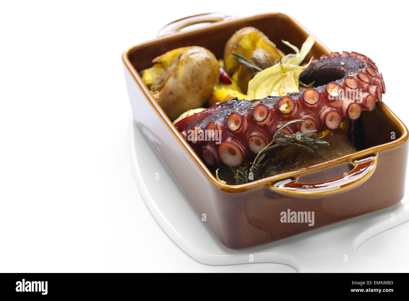 grilled octopus with potatoes, polvo a lagareiro com batata a murro, Portuguese cuisine Stock Photo