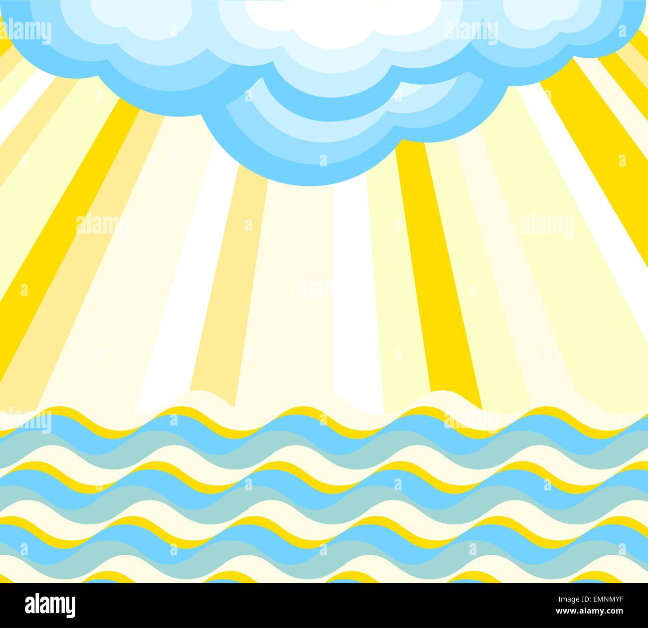 Waves, rays and cloud. Vector illustration Stock Vector