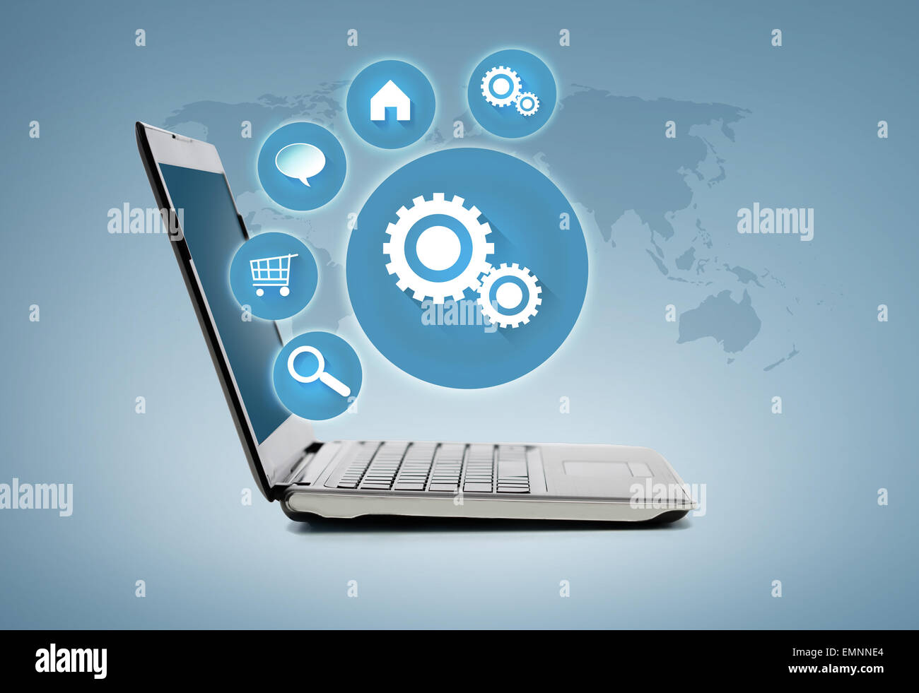 laptop computer with blank black screen Stock Photo