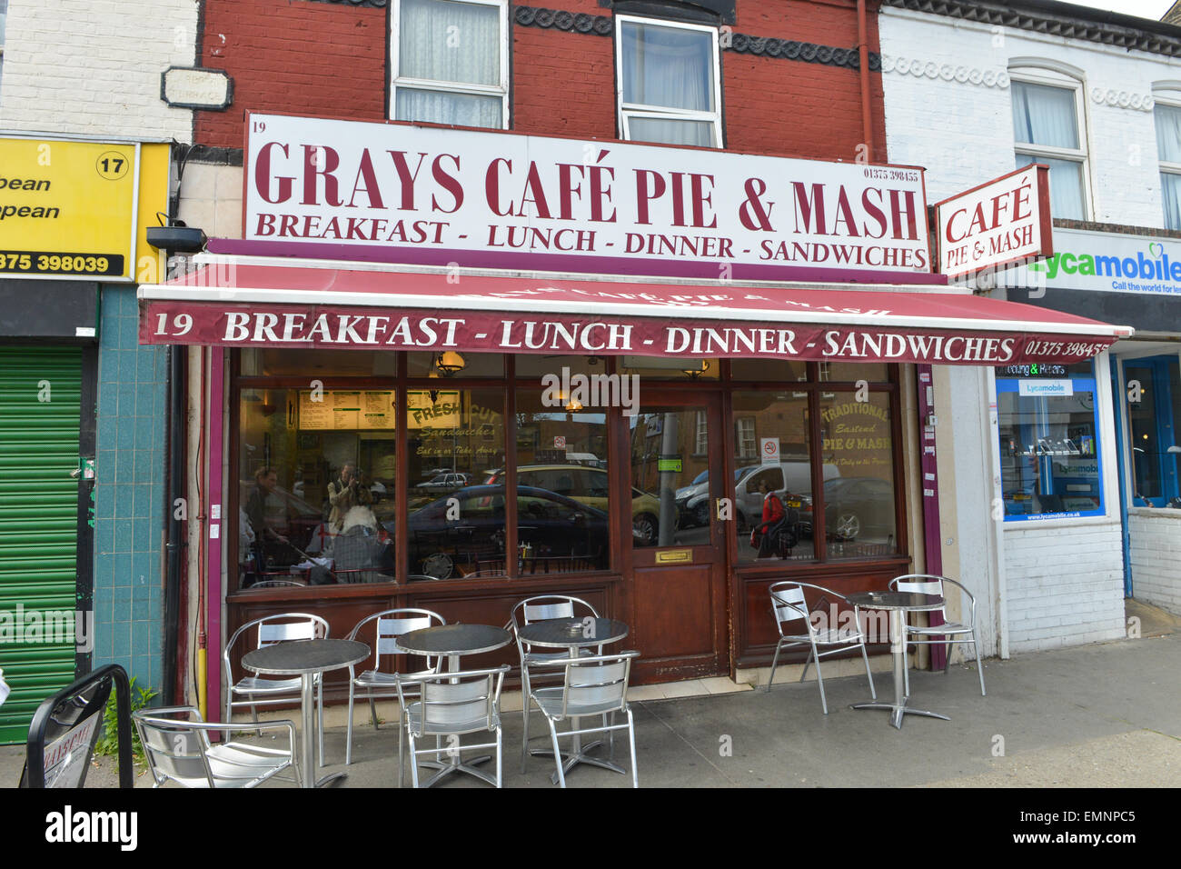 Grays, Essex, UK. 22nd April 2015. A traditional Pie & Mash shop in