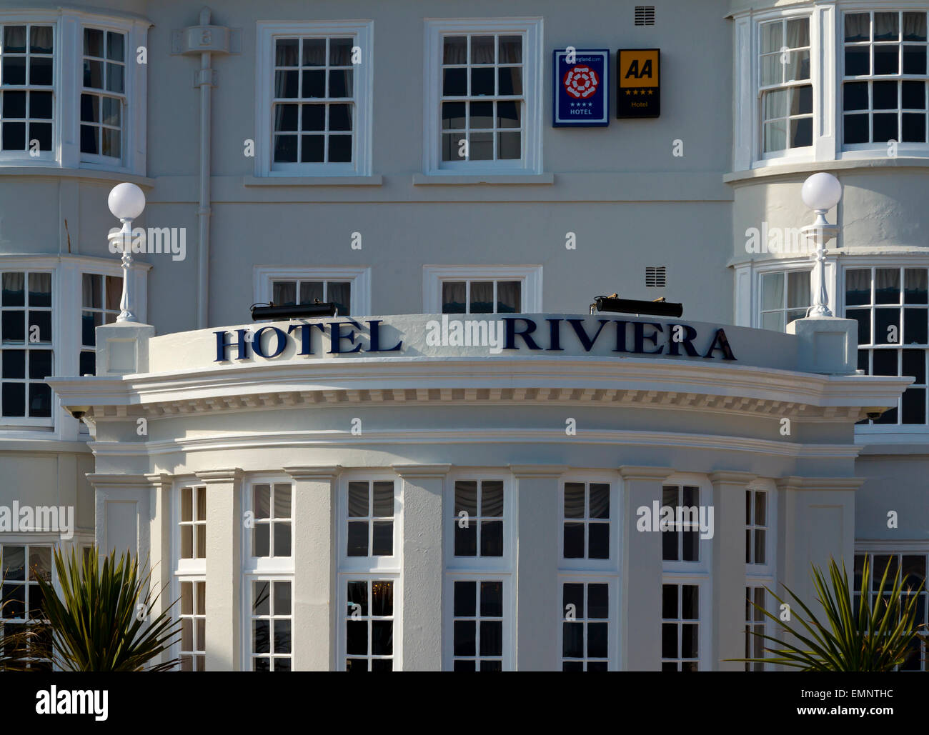 Regency facade of The Hotel Riviera on the Esplanade in Sidmouth a seaside resort in South Devon England UK Stock Photo