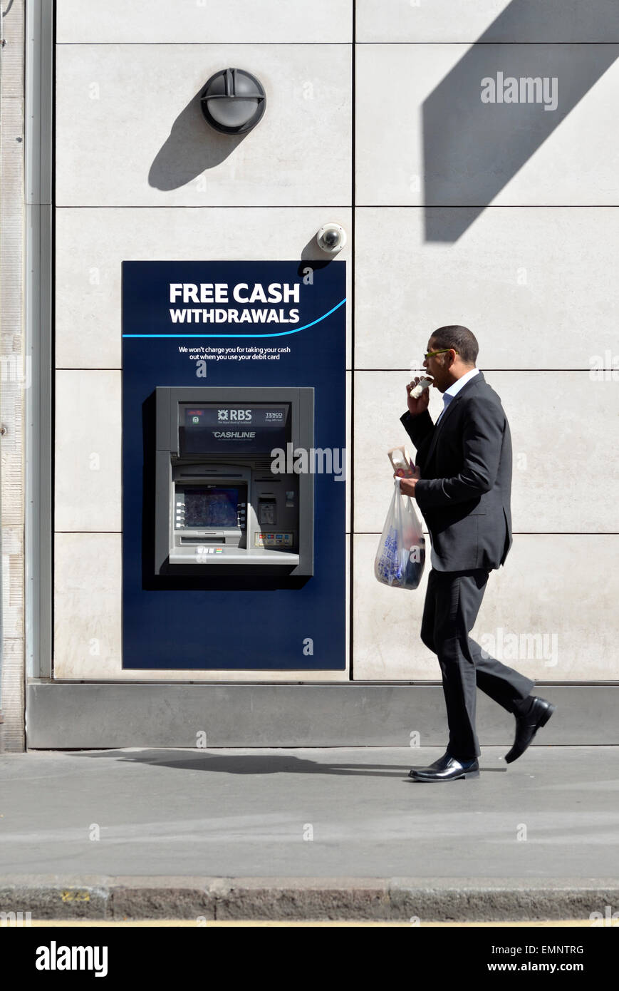 London, England, UK. ATM cash dispenser in the City Stock Photo