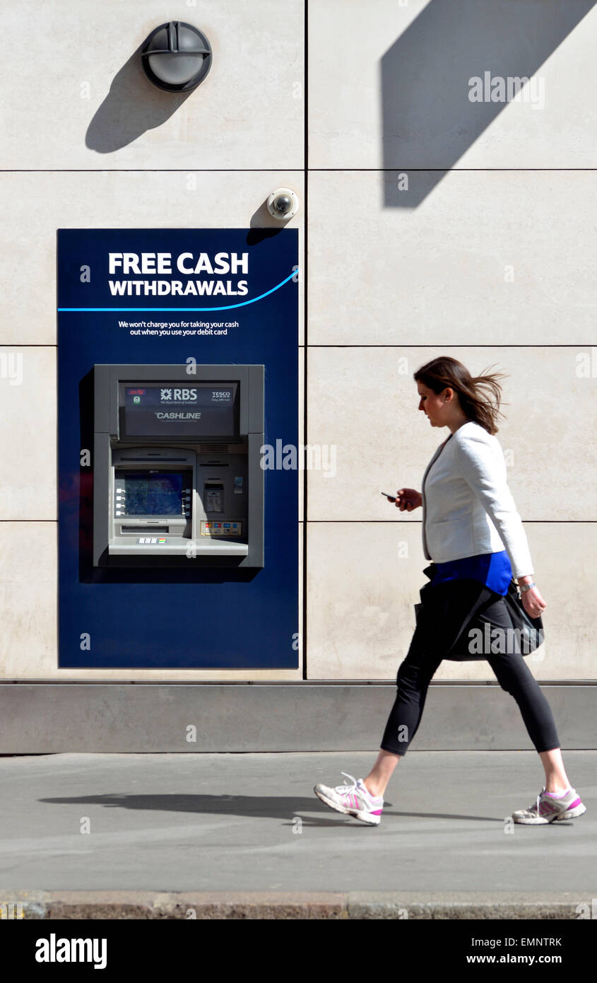 London, England, UK. ATM cash dispenser in the City Stock Photo