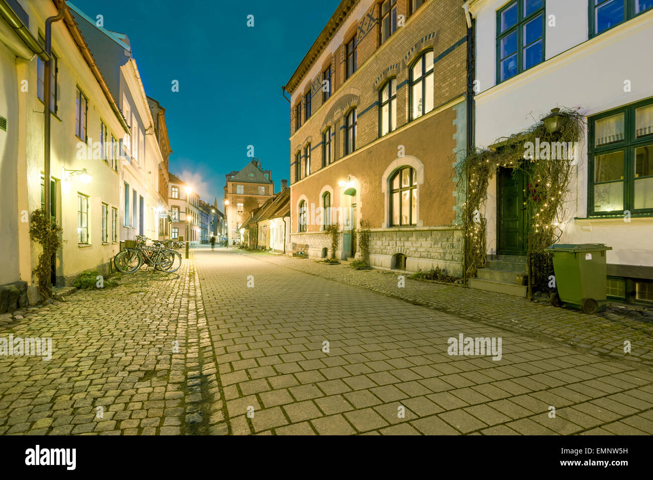 Inga Marie Nilssons gata - street in central old part of Swedish Malmo Stock Photo