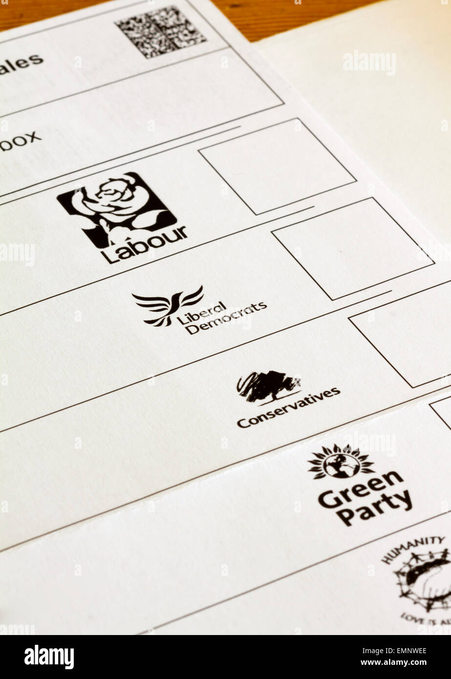 UK General Election ballot paper with boxes marked for voting for