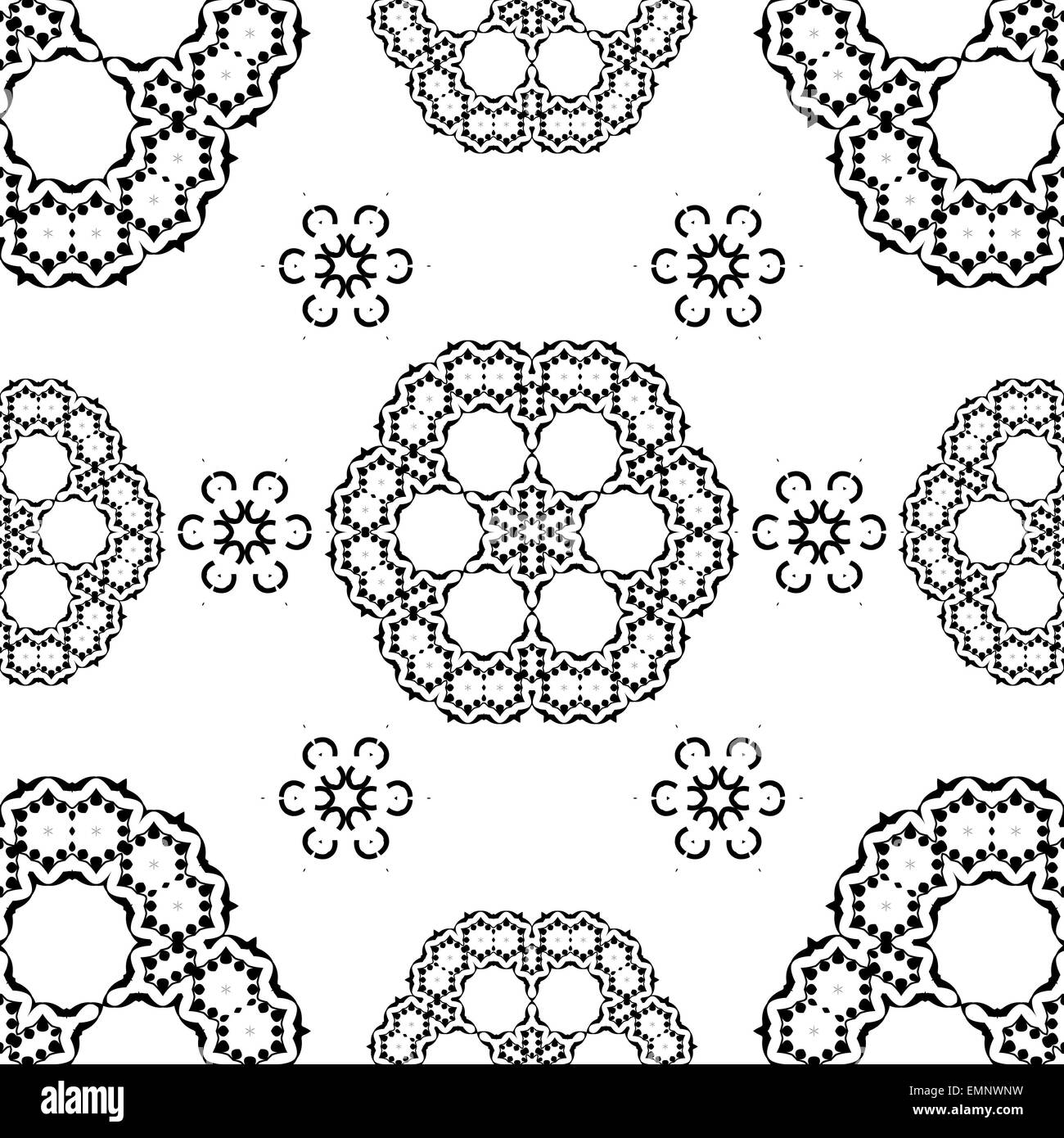Vector Seamless White and Black  traditional Floral pattern background Stock Photo