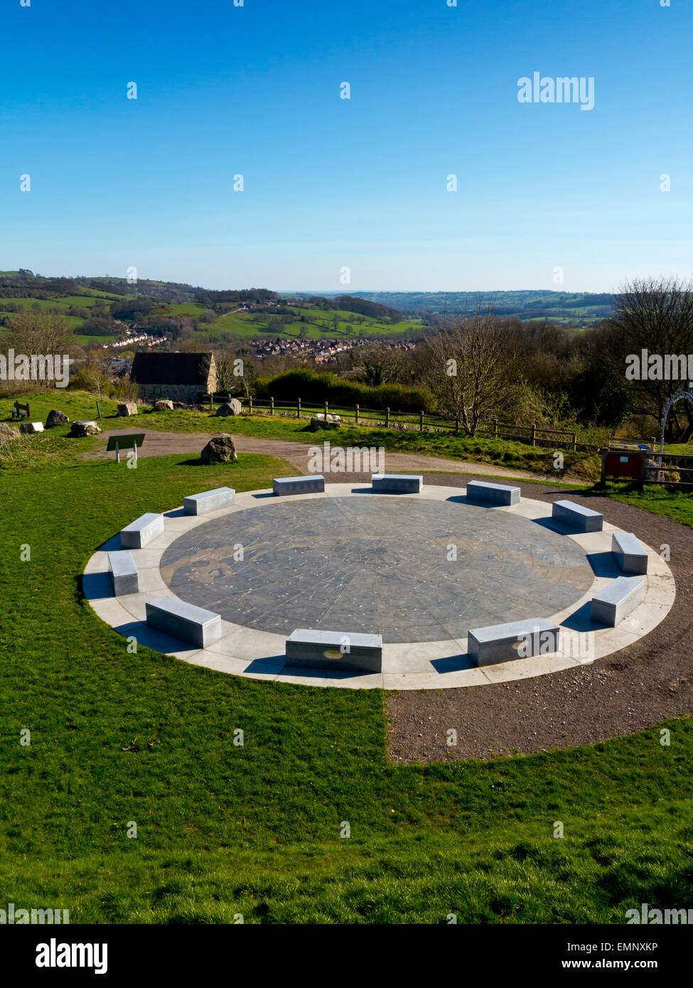 A view of the Stoney Wood Stardisc a 21st Century stone circle and celestial amphitheatre near Wirksworth Peak District England Stock Photo