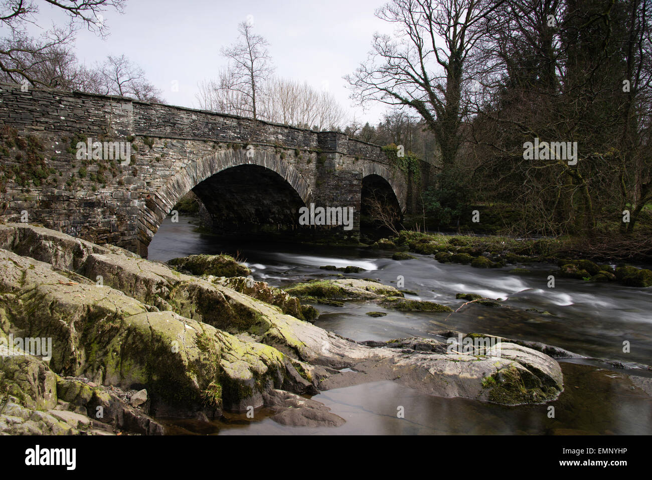 Skelwith Bridge, River Brathay, Lake District, England Stock Photo