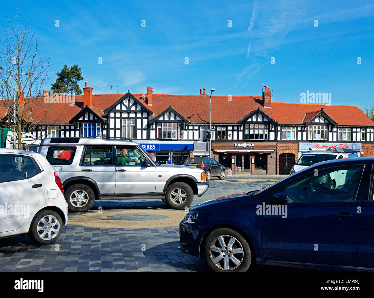 New shared space scheme for traffic in Poynton,Cheshire, Stock Photo