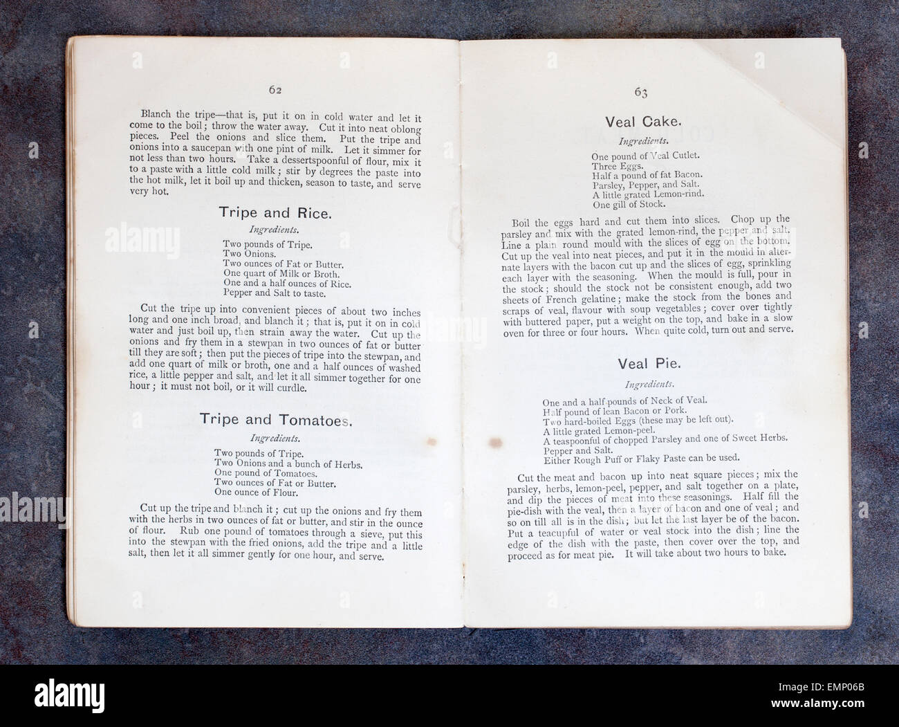 Plain Cookery Recipes - The Official Handbook of The National Training School of Cookery by Mrs Charles Clarke Stock Photo