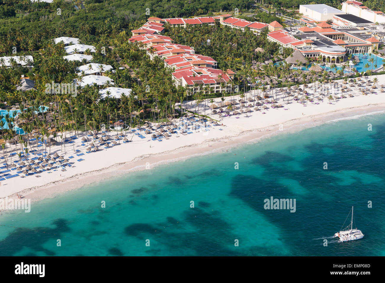 Aerial view of beach along Paradisus Palma Real Beach Resort, Punta Cana  Stock Photo - Alamy, image size:1300x955