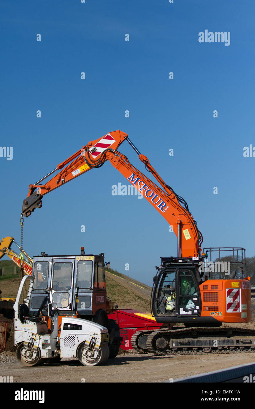 Lancaster, Lancashire, UK, 22th April, 2015. Earth moving equipment for