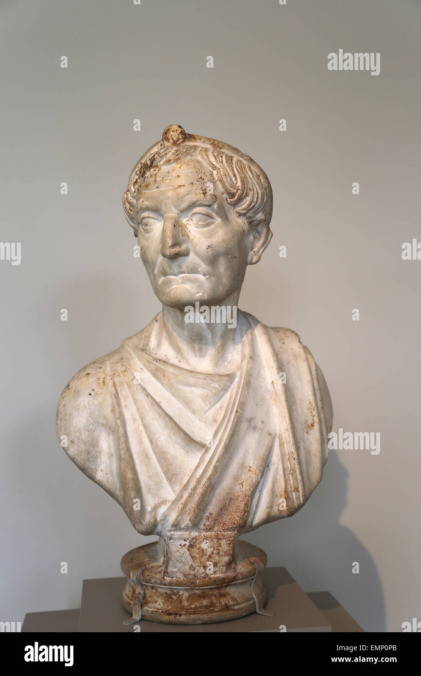Bust of a priest. Roman bust. Hadrianic period. 117-138 AD. Priest of the god Serapis. Metropolitan Museum of Art. NY. USA Stock Photo