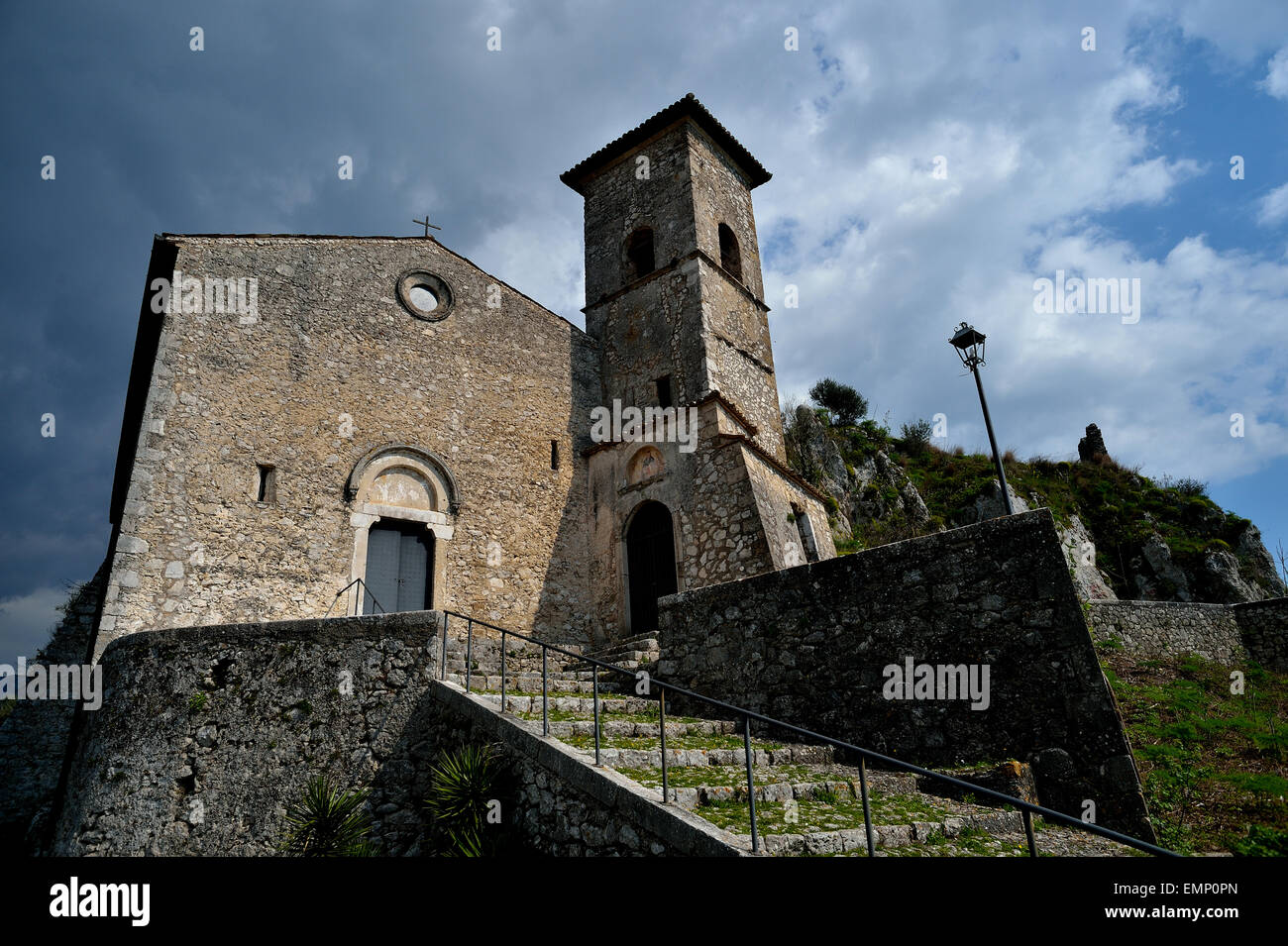 Saint Thomas at Castle Church (1323), Roccasecca, Frosinone, Lazio, Italy, Europe Stock Photo