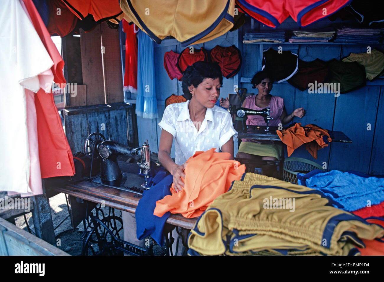 Clothes machinist in Managua market, Nicaragua, Central America Stock Photo